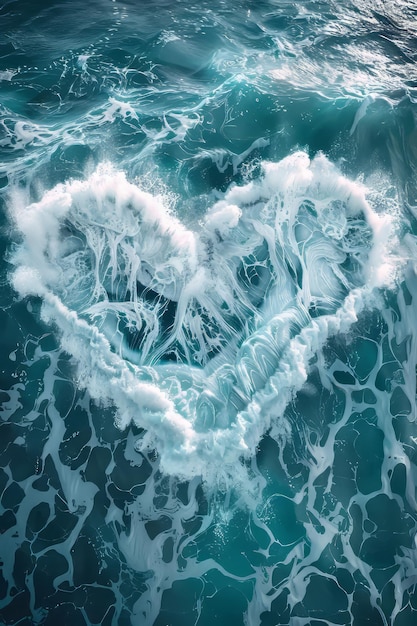 Heart drawn into the waves