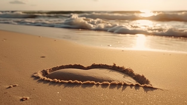 A heart drawn in the sand on a beach