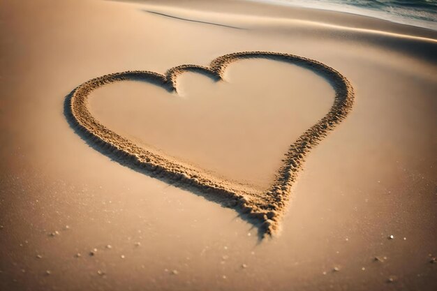 Foto cuore disegnato nella sabbia di una spiaggia