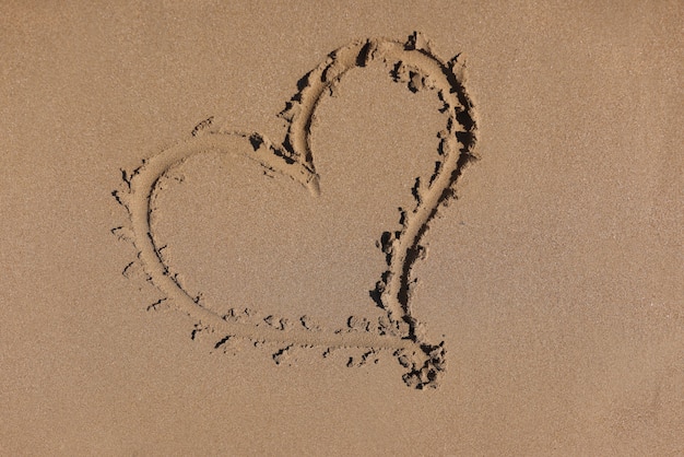 Heart drawn on the sand