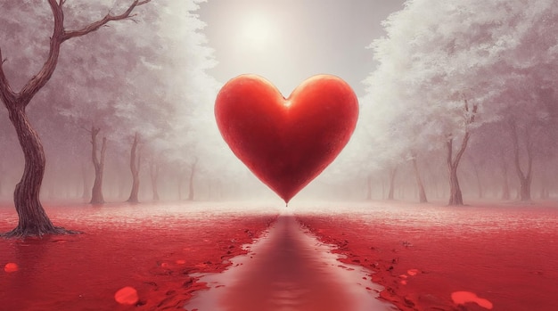 heart in a dreamy forest