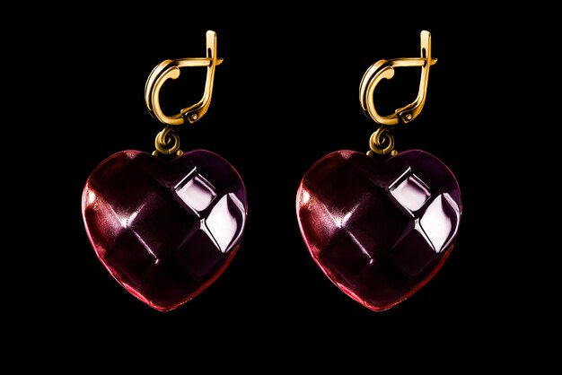 Photo heart earrings on black