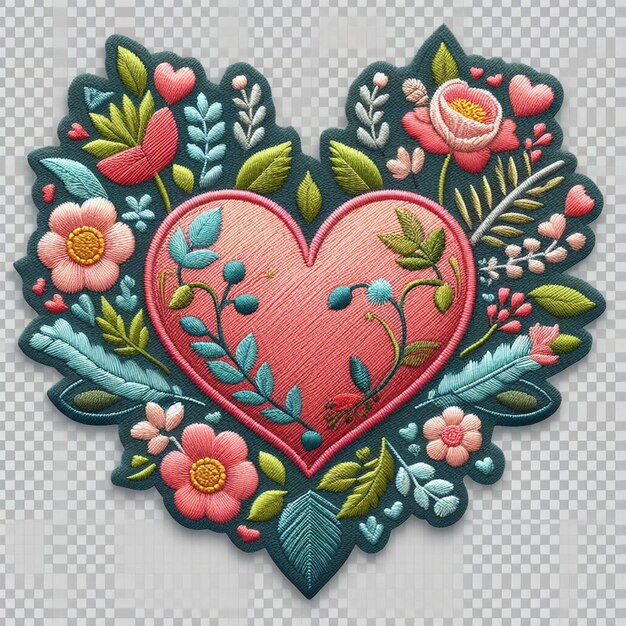 heart embroidered patch badge