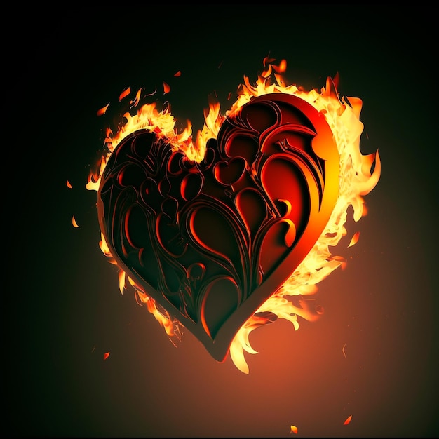 Photo a heart in flames