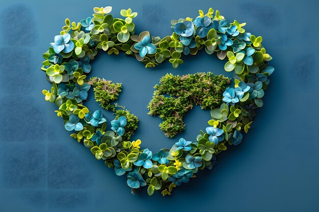 Heart Formed by Flowers and Leaves