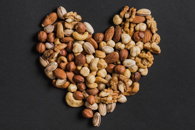 Photo heart from assorted nuts