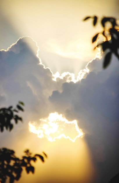 Heart from a cloud in the sky. selective focus.