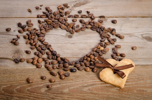 Heart from coffee beans