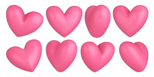 Photo heart from different angles pink hearts