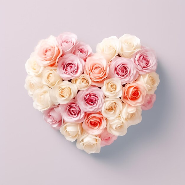 Heart from fresh roses flower Ai generated