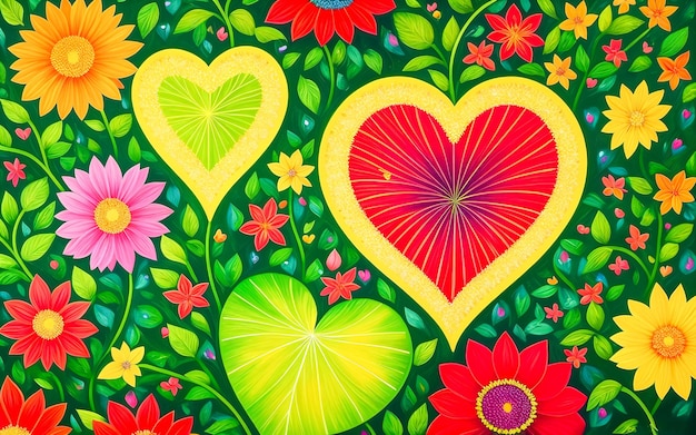 Heart from plantsOil painting