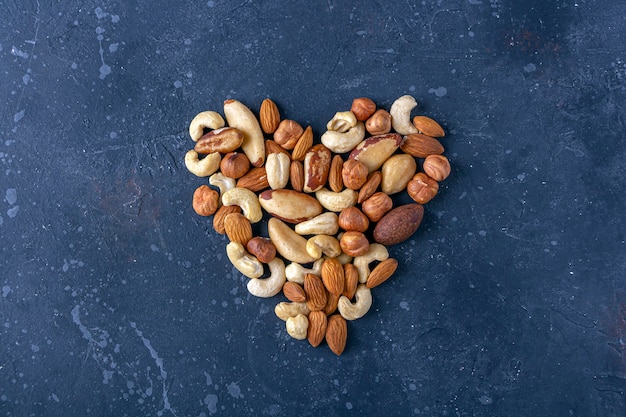 heart from various types of nuts