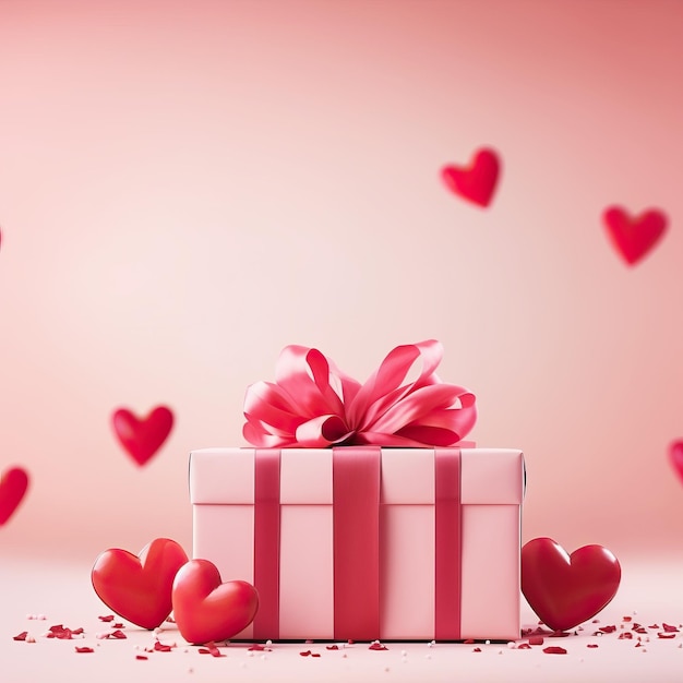 Foto fondo del cuore e della scatola regalo per la festa di san valentino