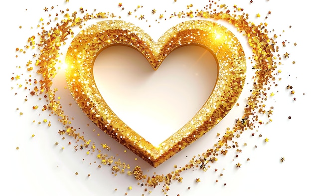 Photo heart of gold glitter with a heart that says love