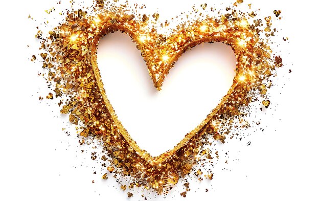 Photo heart of gold glitters with a heart symbol of love