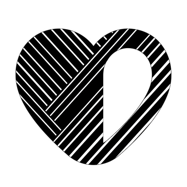 heart half stroke icon black white diagonal lines