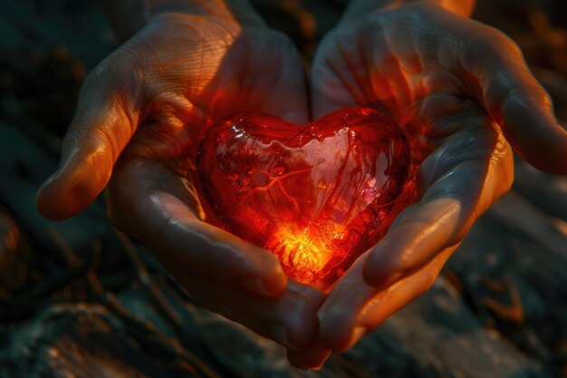 heart in heart hands warm background