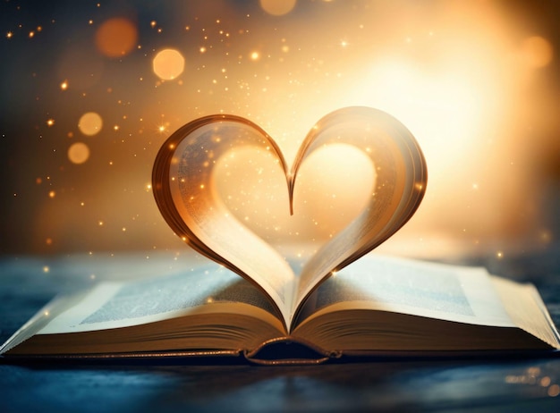 Photo heart heart shaped book book with heart