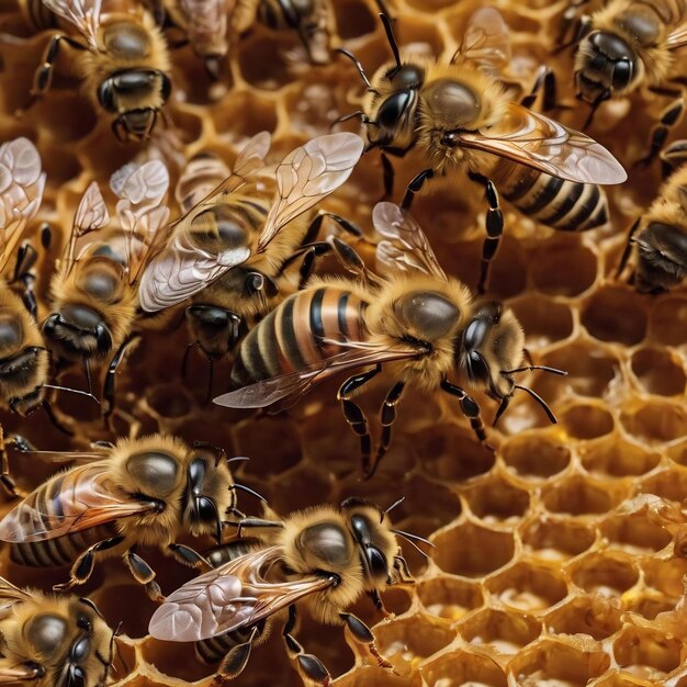 In the heart of the hive bee breeder's photo of queen bees on comb