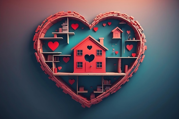 Foto heart house concept abstracte achtergrond