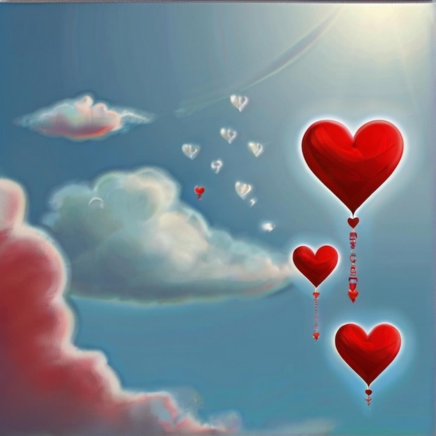 Photo heart icon 3d love heart with beautiful background