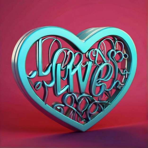 Photo heart icon 3d love heart with beautiful background