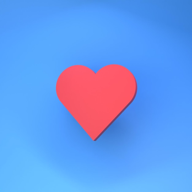 The heart icon is shown in 3d Social media concept 3d render