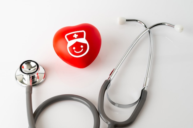 Heart icon and stethoscope, medical & health care concept