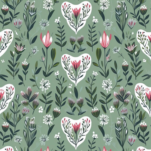 heart Illustration pattern floral pattern