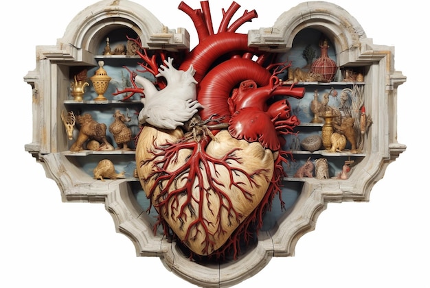 The heart is depicted in a surrealistic style A human organ Anatomy Generative AI