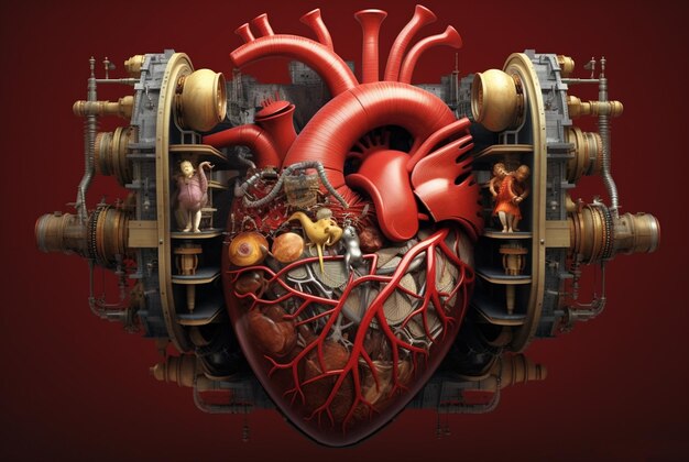 The heart is depicted in a surrealistic style A human organ Anatomy Generative AI