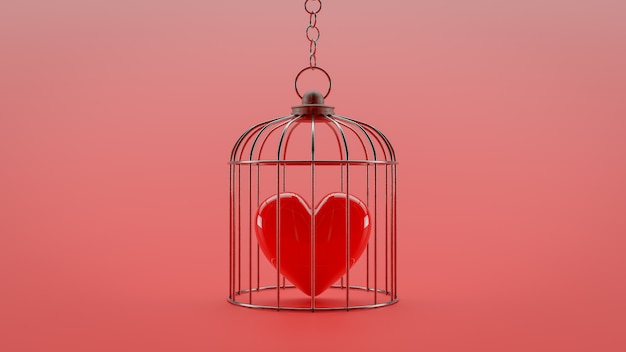 Heart is locked in a cage.