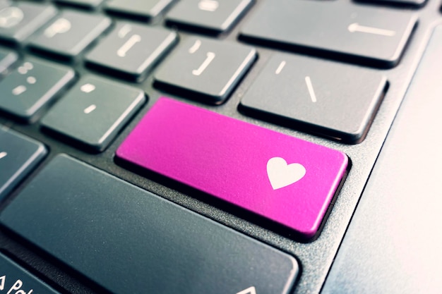 Heart is a symbol of love or like on the button on the keyboard Expression of respect for the content on the web site