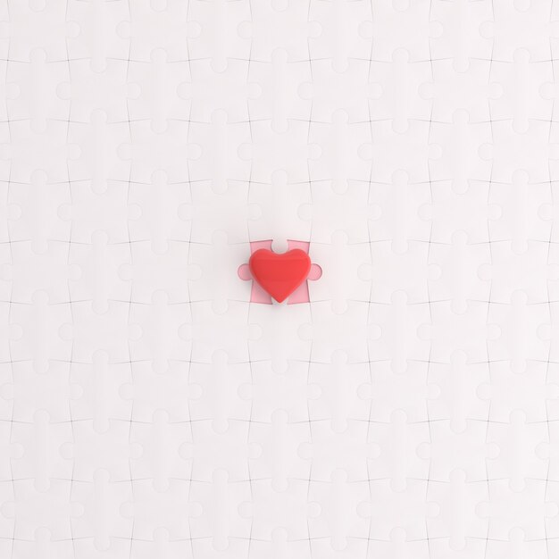 Photo heart is on white puzzle.