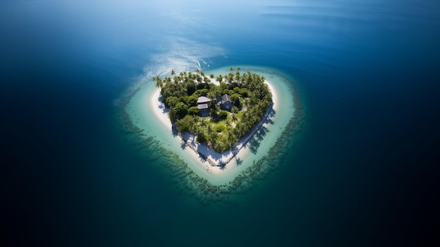 Heart Island Tropical island Perfect vacation Love in Ocean