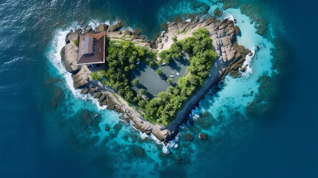 Heart Island Tropical island Perfect vacation Love in Ocean