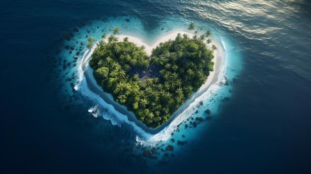 Heart Island Tropical island Perfect vacation Love in Ocean