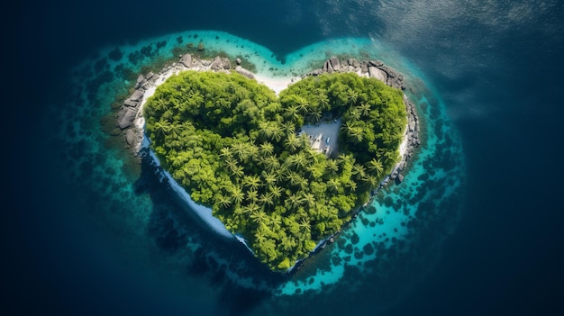 Heart Island Tropisch eiland Perfecte vakantie Liefde in de oceaan