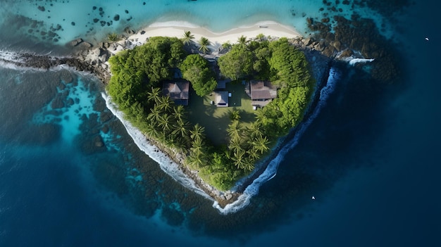 Heart Island Tropisch eiland Perfecte vakantie Liefde in de oceaan