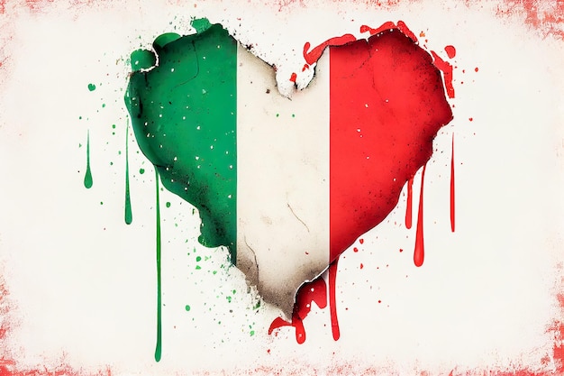 Heart Italy Flag Generative AI Generative AI