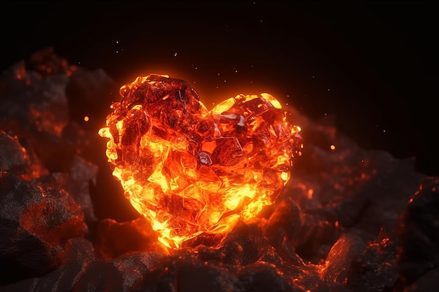Heart jewel flames Generate Ai