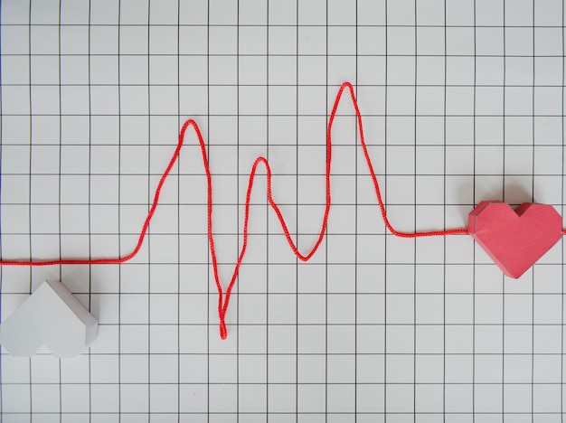 Photo heart line cardiogram paper graph