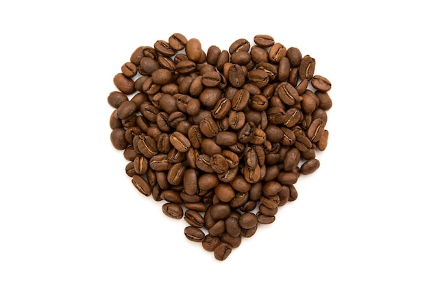 Heart lined with coffee beans