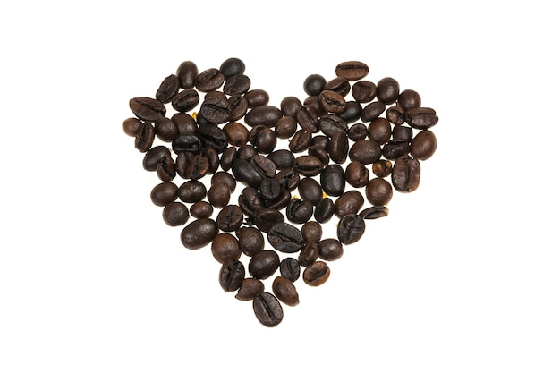 Heart lined with coffee beans.