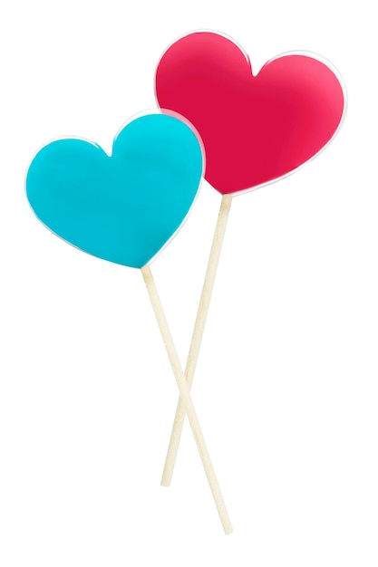 Heart lollipops isolated