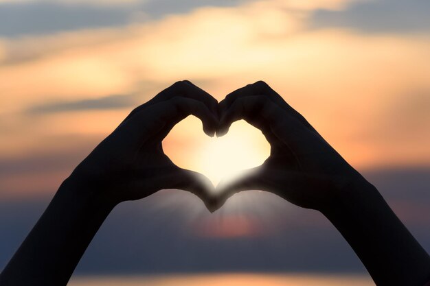 Photo heart love sunset image