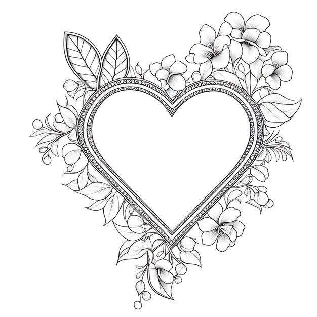 Photo heart lovemandala design coloring page