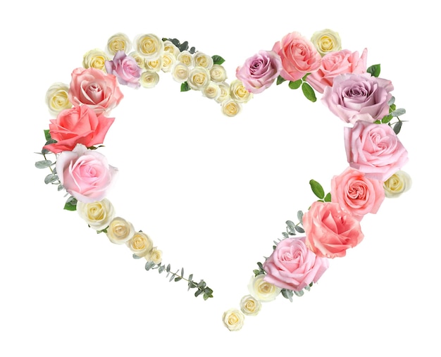 Premium Photo Heart Made Of Beautiful Roses On White Background rose-color-meanings-color-meanings-flower-meanings