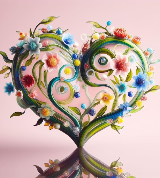 a heart made of blown glass art illustration