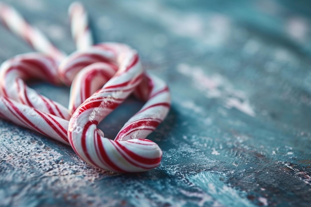 Photo heart made of candy canes with copy space